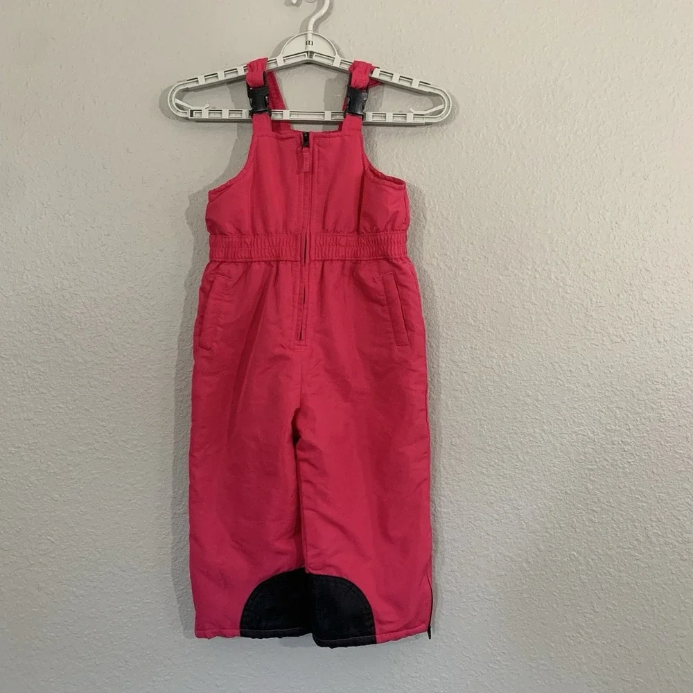 Faded Glory Girls' Toddler Size 4T Pink Winter‎ Snow Bib Ski Pants Snowsuit